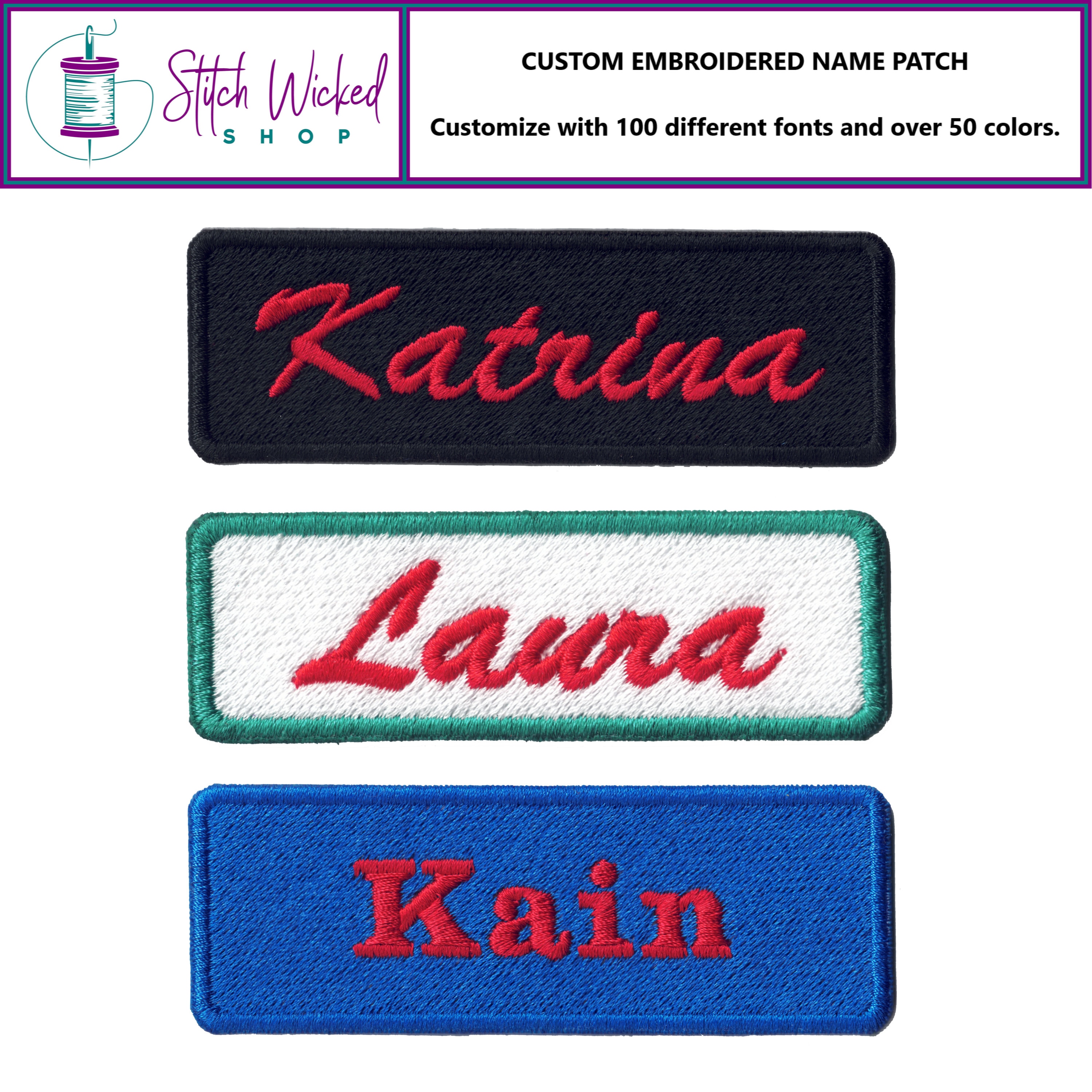 Custom Embroidered Name Patches, Custom Embroidery, Iron on Patch