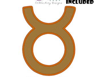 Taurus Embroidery Design, Zodiac Embroidery Design, Taurus Zodiac Decor Symbol, Taurus Fill Stitch, Astrology Embroidery Design