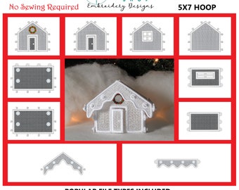 Free Standing Lace Winter Village House Machine Embroidery Designs, Snowy Christmas Village House, Design Set, No Sewing Required 5X7 Hoop