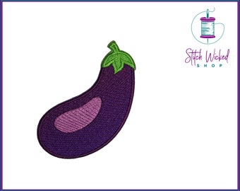 Eggplant Embroidered Patch, Morale Patch, Fully Embroidered Patch, Available as Sew On and Iron On Patches