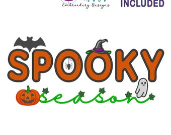 Spooky Season Halloween Sweatshirt Embroidery Design, 8 Sizes Included
