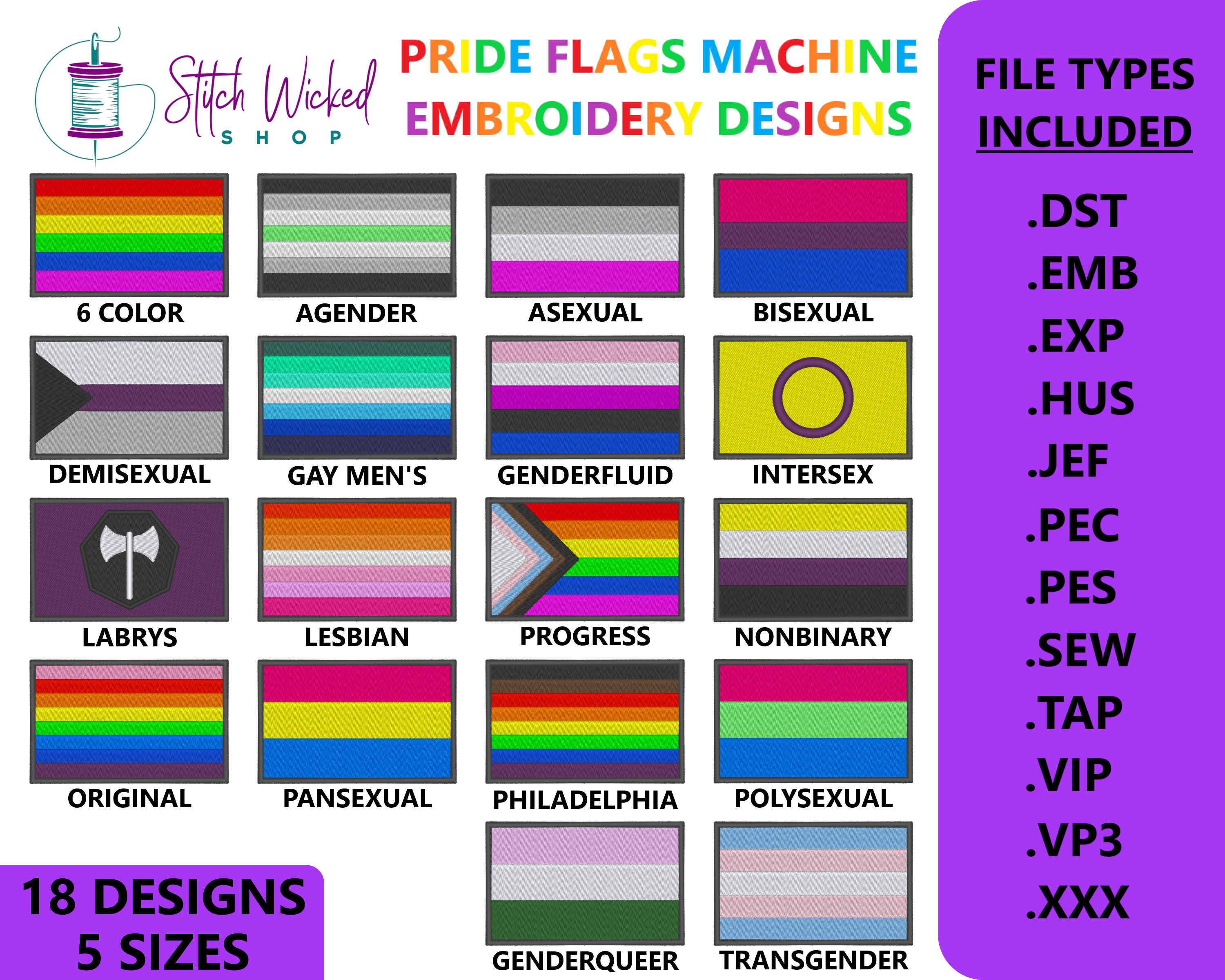 Pride Flags Machine Embroidery Design Bundle Pride Flag Etsy UK