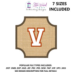 Embossed Monogram Embroidery Design, Towel Monogram Machine Embroidery Design, Embossed Embroidery Design, Personalized Gift Idea, Letter V