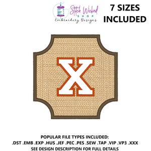 Embossed Monogram Embroidery Design, Towel Monogram Machine Embroidery Design, Embossed Embroidery Design, Personalized Gift Idea, Letter X