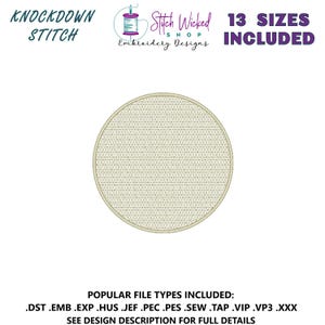 Knockdown Stitch Circle Machine Embroidery Design, Embroidery Machine Design Files, Basic Shapes, Digital Download, 13 SIzes Included