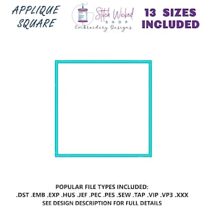 Applique Square Embroidery Design, Machine Embroidery Design, Applique Shapes, Applique Patterns, Square Monogram Frame
