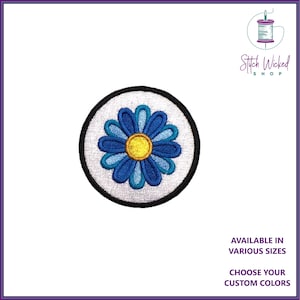 Parche de mérito bordado de flores, parche de mérito personalizado, elija su tamaño y colores personalizados