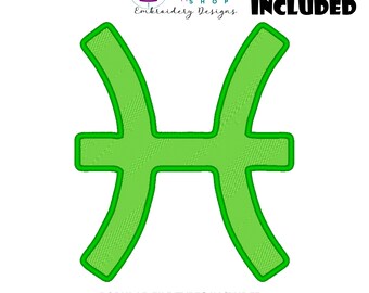 Pisces Embroidery Design, Zodiac Embroidery Design, Pisces Zodiac Decor Symbol, Pisces Fill Stitch, Astrology Embroidery Design