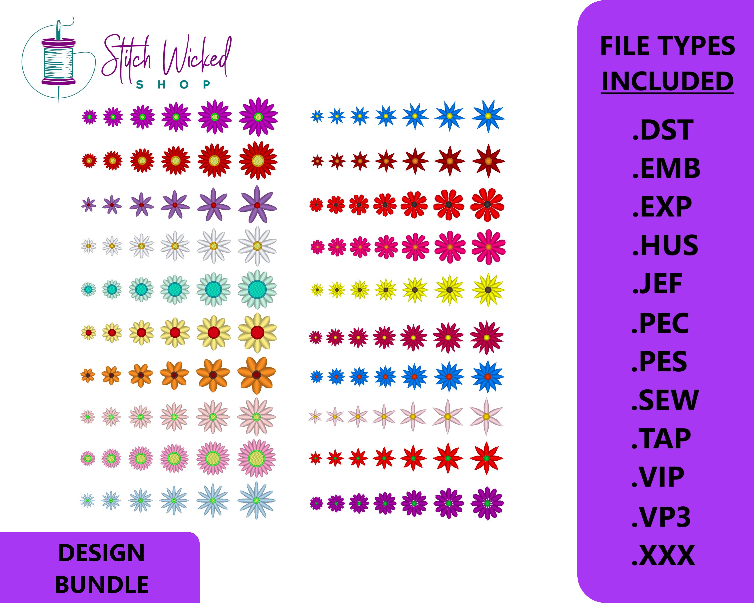 Mini Flower Design Bundle Embroidery Machine Files Small - Etsy