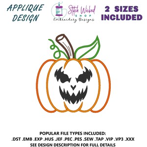 Halloween Kürbis Stickdatei, Halloween Kürbis, Applikation, Maschinenstickerei, Stickdatei, Stickdatei, digitaler Download, Gesicht 14