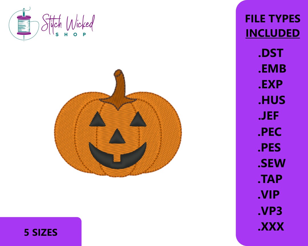 Jack O Lantern Machine Embroidery Design, Halloween Pumpkin Embroidery