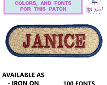 Patch de nome personalizado, etiquetas de nome bordadas personalizadas, patch de nome retangular arredondado, patch de texto oval, patch para jaqueta, patch para bolsas, 13 tamanhos