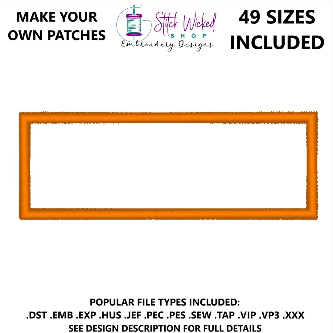 Patch Border Embroidery File, Rectangle Embroidery Design for Patches ...