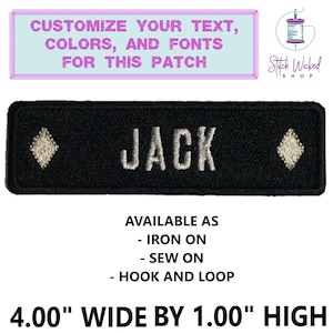 Custom Embroidered 1&quot; x 4&quot; Name Patches, Diamond Card Suit Patch