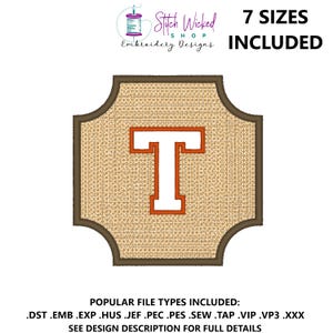Embossed Monogram Embroidery Design, Towel Monogram Machine Embroidery Design, Embossed Embroidery Design, Personalized Gift Idea, Letter T