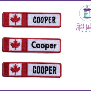 Etiqueta de nombre personalizada, parche de la bandera de Canadá, parches de nombre para mochila, parche de nombre bordado personalizado, parche de texto personalizado para planchar, etiquetas de nombre personalizadas