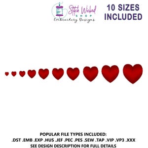 Mini Herz Stickdatei, Mini Herzen Design, kleine Stickdatei, kleines Herz digitaler Sofort Download, 10 Größen enthalten
