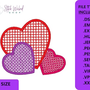 Fichier de conception de broderie gratuit STanding Lace Heart Machine, Dentelle autoportante, Conception de broderie FSL, Embellissements en dentelle, Motif de dentelle image 1