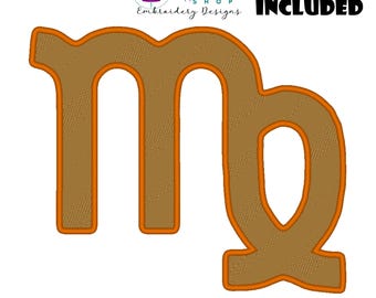 Virgo Embroidery Design, Zodiac Embroidery Design, Virgo Zodiac Decor Symbol, Virgo Fill Stitch, Astrology Embroidery Design