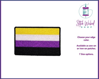 Patch brodé drapeau fierté non binaire, patchs LGBTQ, patch drapeau Gay Pride, patch drapeau arc-en-ciel, cadeau Gay Pride, thermocollant ou cousu, 7 tailles