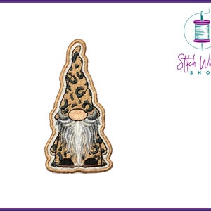 Leopard Print Gnome Embroidered Patch, Gnome Patch, Fantasy Patch, Gnome Gifts, Patch For Backpack, Patch For Jacket, Iron On Patch, Sew On