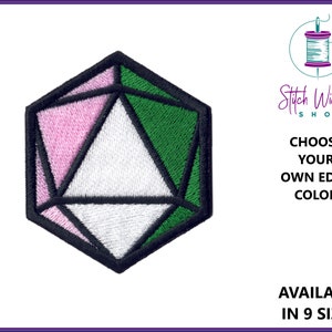 Pride D20 Iron On Patches, Genderqueer Pride Flag Embroidered Patch, 9 Different Sizes Available, Tabletop Gamer Patches