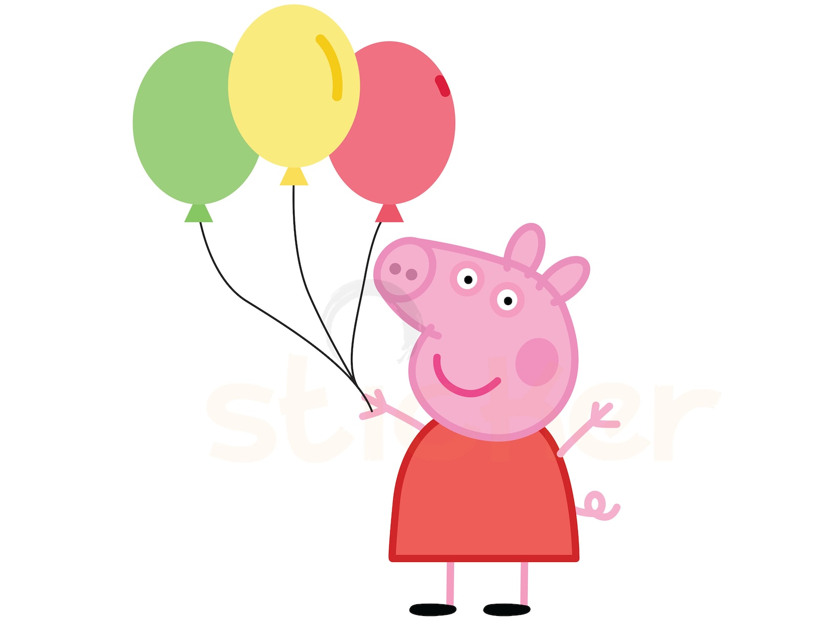 Peppa Pig Balloons Illustration Digital Print INSTANT | Etsy