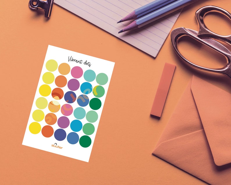 Printable Bulk Pack Coloured Dots Circles DIY Digital Stickers Etsy