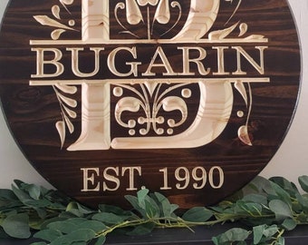 Wood Monogram Sign