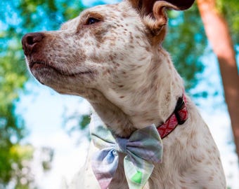 Spring Sailor Bow Collar Accessory, Pastel Plaid Cotton Bow, Bows for Pet Collars, Dog Easter Bows, Gift for Pet
