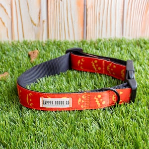 Jack-o-lantern Halloween Dog Collar, 1&quot; Collar Dog Collar, Quick Release Hardware, Adjustable Collar, Black Webbing