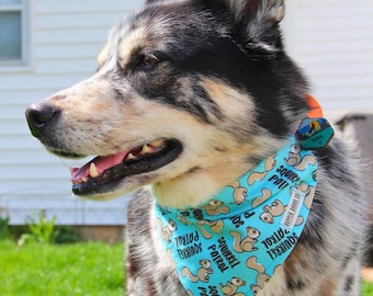 Squirrel Dog Bandana personalized (Over the Collar), Squirrel Patrol & House Hippo, Dog Mother's Day Gift