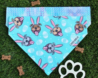 Pitbull Easter Dog Bandana, Reversible, Over the Collar Dog Bandana, Spring Pet Accessory, Personalized Dog Bandana, Custom Dog Gift