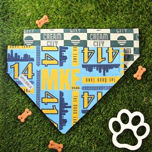 Reversible Milwaukee Dog Bandana: 414 The Good Land & Cream City Flag