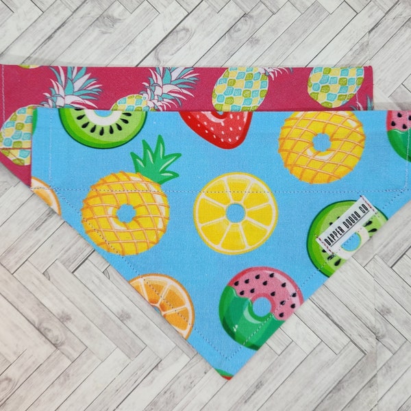 Reversible Dog Bandana (Fruit Floaties and Pink Pineapples)