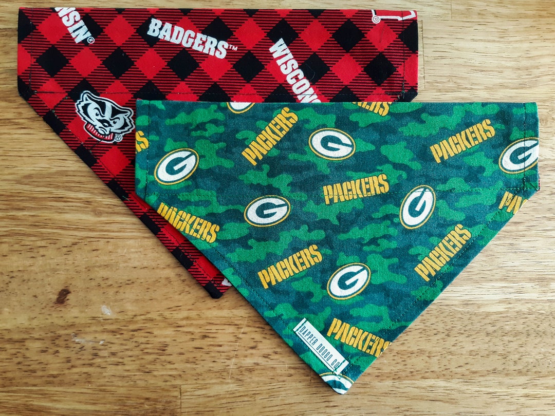 Reversible Dog Bandana packers Camo and Badgers Plaid Etsy