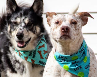 Funny Dog Bandana: Reversible Ball is Life & Branch Manager No Tie Scarf