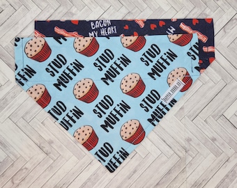 Reversible Dog Bandana Valentines (Stud Muffin and Bacon My Heart)