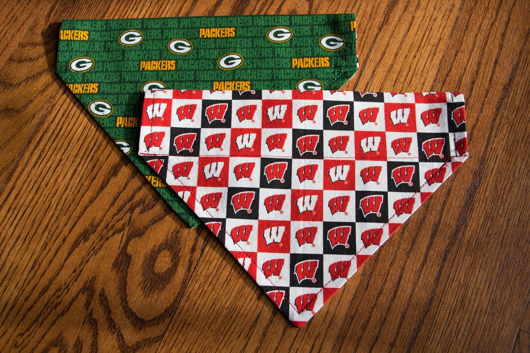 Reversible Dog Bandana packers and Badgers Etsy