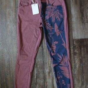 Upcycled Cyanotype Printed Pink Universal Threads Skinny Chinos - Size 4/27R