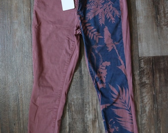 Upcycled Cyanotype Printed Pink Universal Threads Skinny Chinos - Size 4/27R