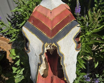 Handpainted Ethically-Sourced Natural Cattle Skull - Rustic Western Art & Decor