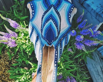 Handpainted Ethically-Sourced Natural Cattle Skull - Western Art & Decor