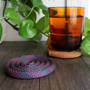 Recycled Rock Climbing Rope Drink Coaster - Upcycled Drinkware image 1