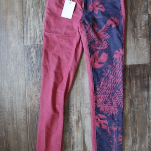 Upcycled Cyanotype Printed Pink prAna Jeans - Size 2/26&quot;W