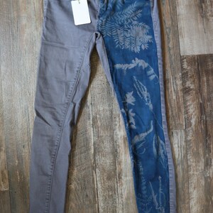 Upcycled Cyanotype Printed Black Diamond Skinny Jeans - Size 2 (BUT FIT SMALL)