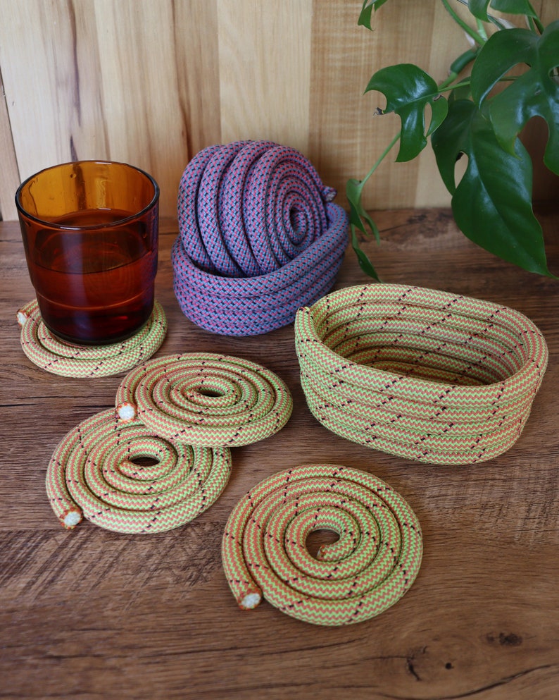Recycled Rock Climbing Rope Coaster Caddy- Homewares & Storage - Etsy