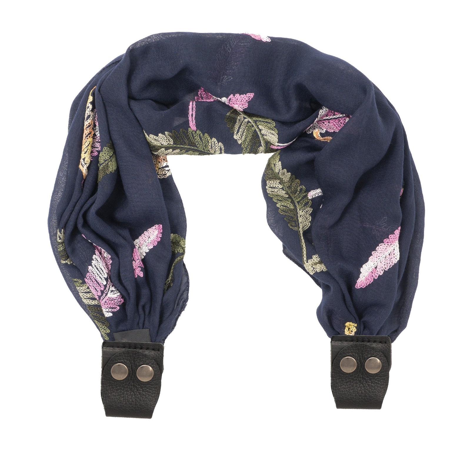 Scarf Strap for Sash Bags Navy Embroidered Leaves Etsy UK