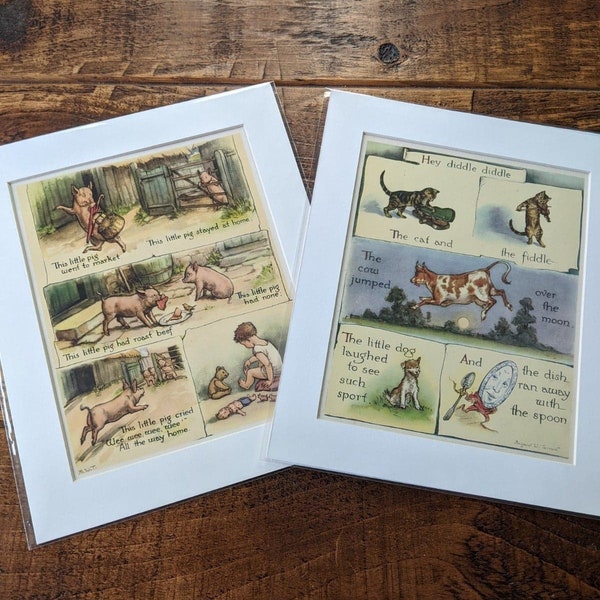 Vintage Margaret Tarrant Nursery Rhyme book illustration circa 1940 Mounted ready to frame. Choose from the list