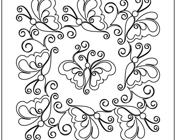 Butterfly Bliss #1 - Rug & Needlework PATTERN on Linen / Monk's Cloth / Burlap
